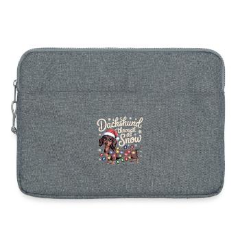 Weihnachtsdackel durch den Schnee - Laptoptasche 15" - Grau meliert - Vorne