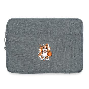 Basketball-Bulldogge im Sprint - Laptoptasche 15" - Grau meliert - Vorne