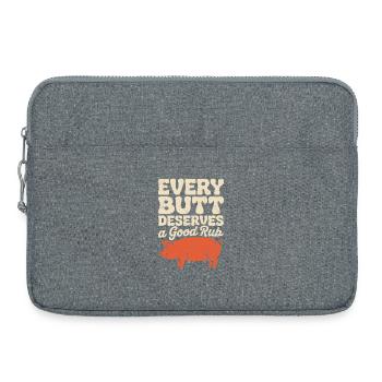 Art BBQ drôle pour hommes, femmes grillant de la viande - Sacoche pour ordinateur portable 15 pouces - gris chiné - Devant