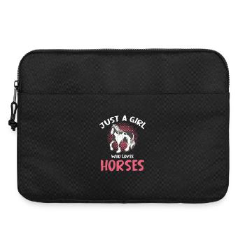 Motif La fille aime les chevaux - Sacoche pour ordinateur portable 15 pouces - noir - Devant