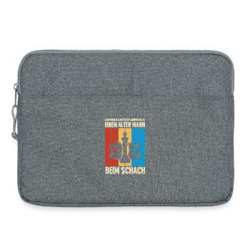 Schachspieler Geschenke Schach Zubehör Schachbrett - Laptoptasche 15" - Grau meliert - Vorne