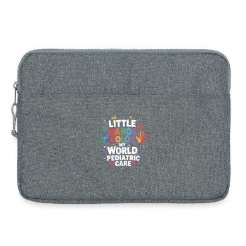 Small hands colorful care world - Laptop bag 15" - heather grey - Front