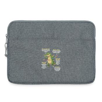 Alligator de dessins animés avec cerceau arc-en-ciel - Sacoche pour ordinateur portable 15 pouces - gris chiné - Devant