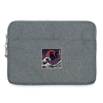 Riesige Kaiju Katze über Wellen 巨猫怪獣現る - Laptoptasche 15" - Grau meliert - Vorne