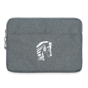 Silhouette de tête de cheval – Design solide - Sacoche pour ordinateur portable 15 pouces - gris chiné - Devant