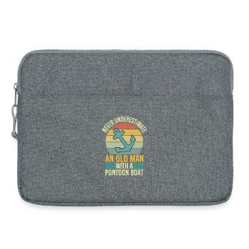 Never Underestimate An Old Man With Pontoon Boat - Laptop bag 15" - heather grey - Front