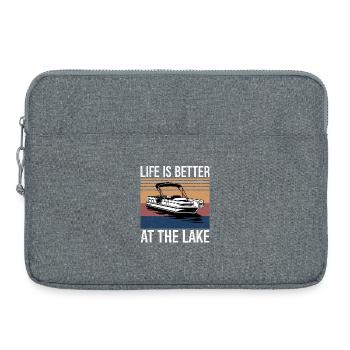 La vie est meilleure au Lake Pontoon Boat Gift - Sacoche pour ordinateur portable 15 pouces - gris chiné - Devant