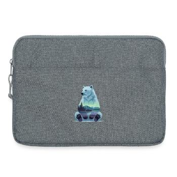 Polar bear with mountain landscape interior motif - Laptop bag 15" - heather grey - Front
