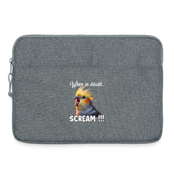 Drôle de T de calopsitte, mème de l’oiseau hurlant - Sacoche pour ordinateur portable 15 pouces - gris chiné - Devant