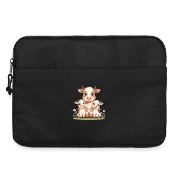 Kuhfamilie im Frühlingslicht - Laptoptasche 15" - Schwarz - Vorne