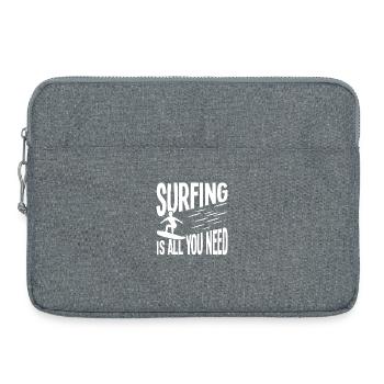 Le surf, c’est tout ce dont tu as besoin - Sacoche pour ordinateur portable 15 pouces - gris chiné - Devant