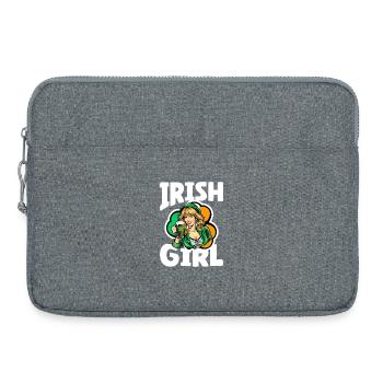 Irish Girl mit Grünem Kleeblatt - Laptoptasche 15" - Grau meliert - Vorne