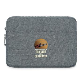 Alter Mann mit Kettensäge - Laptoptasche 15" - Grau meliert - Vorne