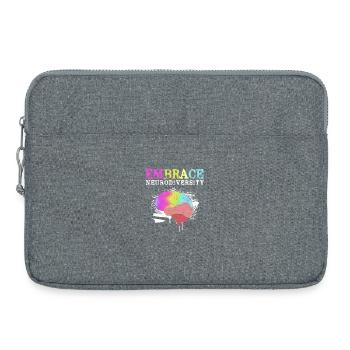Autisme, autisme, TDAH, syndrome d’Asperger, neurodiversité - Sacoche pour ordinateur portable 15 pouces - gris chiné - Devant