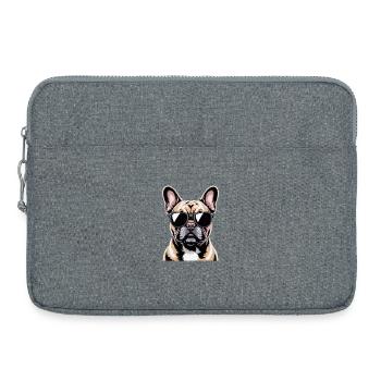 Französische Bulldogge Frenchie - Laptoptasche 15" - Grau meliert - Vorne