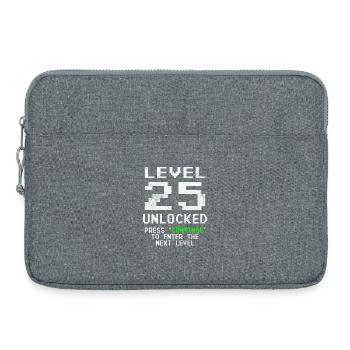 Level 25 Unlocked Shirt 25th Birthday Shirt - Laptop bag 15" - heather grey - Front