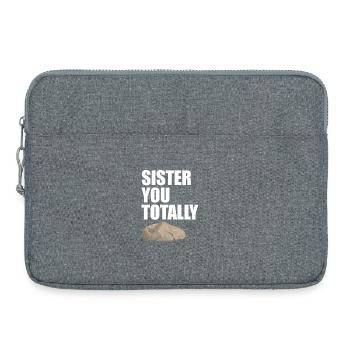 Schwester, du rockst total lustiges Wortspiel für Schwester - Laptoptasche 15" - Grau meliert - Vorne
