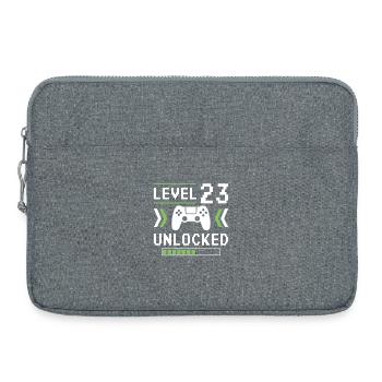 23. Geburtstag Level 23 unlocked - Laptoptasche 15" - Grau meliert - Vorne