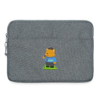 Chant du Chat Chanteur au Microphone - Sacoche pour ordinateur portable 15 pouces - gris chiné - Devant
