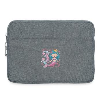 Meerjungfrau 3. Geburtstag 3 Jahre - Laptoptasche 15" - Grau meliert - Vorne
