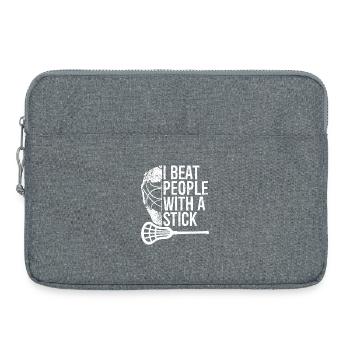 Lacrosse Lax Player Beat People with A Stick - Laptop bag 15" - heather grey - Front