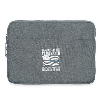 Peacemaker Flag Bible Verse Shirt - Laptop bag 15" - heather grey - Front