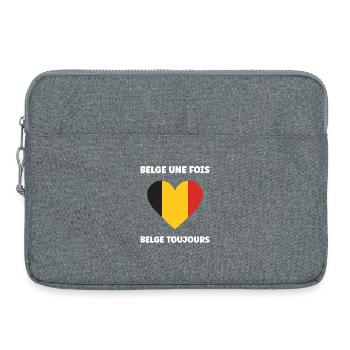 Belgische Herz-Trikolore - Laptoptasche 15" - Grau meliert - Vorne