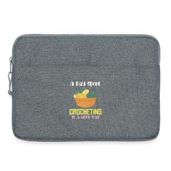 Une journée de crochet – bonne journée - Sacoche pour ordinateur portable 15 pouces - gris chiné - Devant
