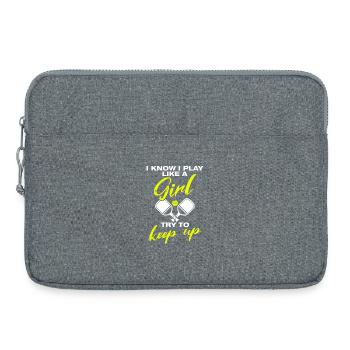 Je joue comme une fille joueuse de pickleball drôle - Sacoche pour ordinateur portable 15 pouces - gris chiné - Devant