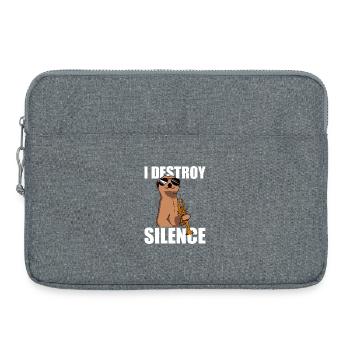 I destroy silence trumpet player - Laptop bag 15" - heather grey - Front