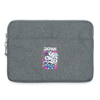 Kitsune Japan Pagode – Anime Fuchsgeist  - Laptoptasche 15" - Grau meliert - Vorne