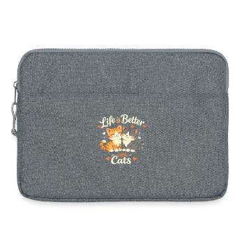 Living better with cats - Laptop bag 15" - heather grey - Front