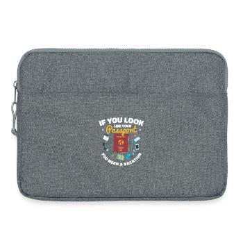 Timbre de passeport pour voyages dans le monde - Sacoche pour ordinateur portable 15 pouces - gris chiné - Devant