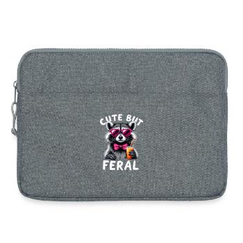 Cute But Feral Raccoon with Pink Glasses - Laptop bag 15" - heather grey - Front