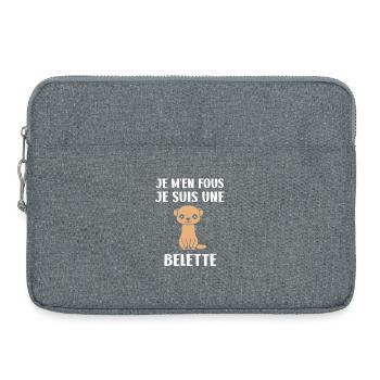 Belette mignonne sur fond noir - Sacoche pour ordinateur portable 15 pouces - gris chiné - Devant