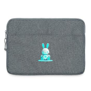 Leuchtender Bunny Roboter mit Herz - Laptoptasche 15" - Grau meliert - Vorne