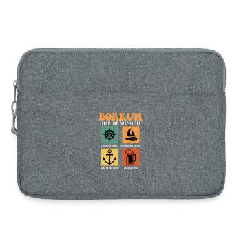 Nordsee BORKUM LEBEN UND ABSCHALTEN Retro Lustig - Laptoptasche 15" - Grau meliert - Vorne