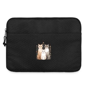 Katzenfamilie im Blumenkranz - Laptoptasche 15" - Schwarz - Vorne