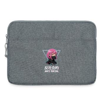 Antisoziales Japanisches Vaporwave Anime Mädchen - Laptoptasche 15" - Grau meliert - Vorne