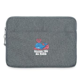 Whale You Be Mine Cute Ocean Animal Valentine Pun - Laptop bag 15" - heather grey - Front