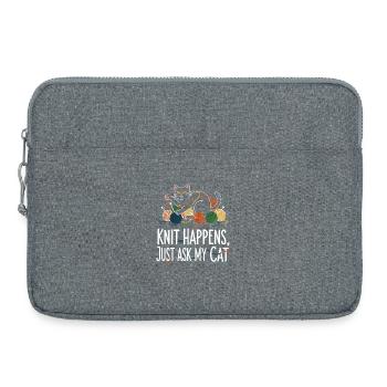 Knit Happens – Frag Meine Katze - Laptoptasche 15" - Grau meliert - Vorne
