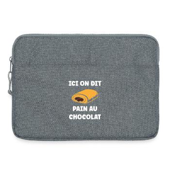 Illustrierter Pain au Chocolat - Laptoptasche 15" - Grau meliert - Vorne