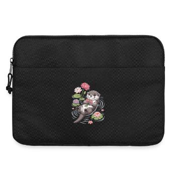Otter T-Shirt with Water Lilies – Cute Animal Print - Laptop bag 15" - black - Front