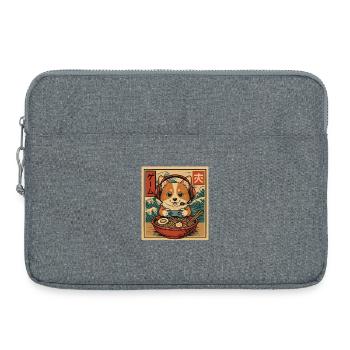 Ramen Corgi Gaming Anime Japanische Nudelschale - Laptoptasche 15" - Grau meliert - Vorne