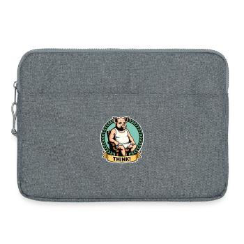 Denker schlaues Schwein Cartoon - Laptoptasche 15" - Grau meliert - Vorne