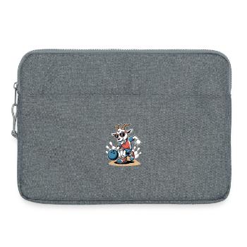 Lustige Bowling Ziege Strike Cartoon Bahn - Laptoptasche 15" - Grau meliert - Vorne