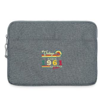 Cadeau pour son 65e anniversaire Mars 1961 Vintage Rétro - Sacoche pour ordinateur portable 15 pouces - gris chiné - Devant