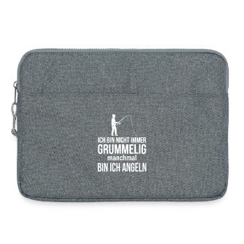 Nicht immer grummelig, manchmal angeln - Laptoptasche 15" - Grau meliert - Vorne