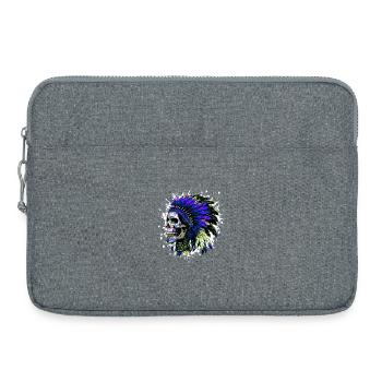 Crâne de chef indien - Sacoche pour ordinateur portable 15 pouces - gris chiné - Devant