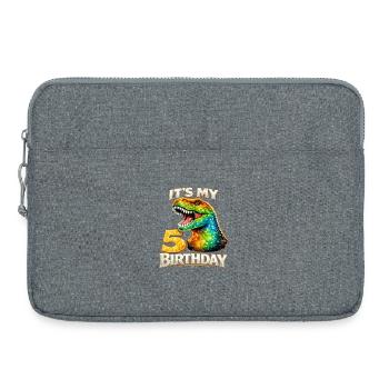 C’est la fête de mes 5 anniversaires avec les dinosaures - Sacoche pour ordinateur portable 15 pouces - gris chiné - Devant